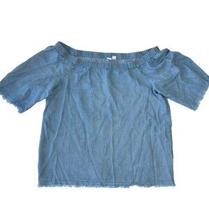 Melrose and Market Women Size Small Chambray Off Shoulder‎ Blouse Shirt Western